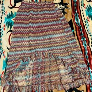 Multicolor long skirt with lace/embroidery material